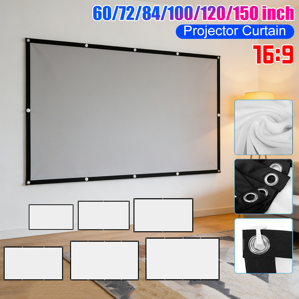 Projector Screen 100 Inch - Home Office Projector Curtain 16:9 Simple