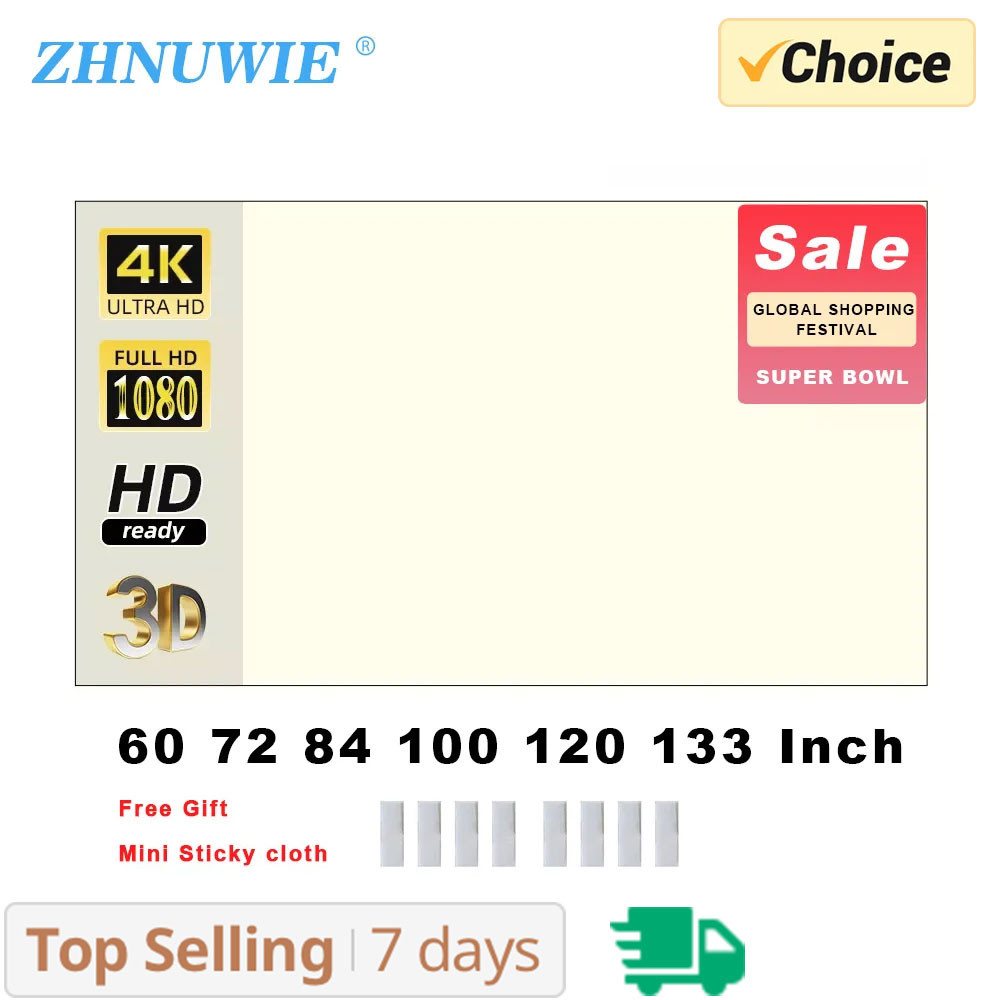 ZHNUWIE Projector Screen White - Projector Screen 100 Inch のレビューと価格