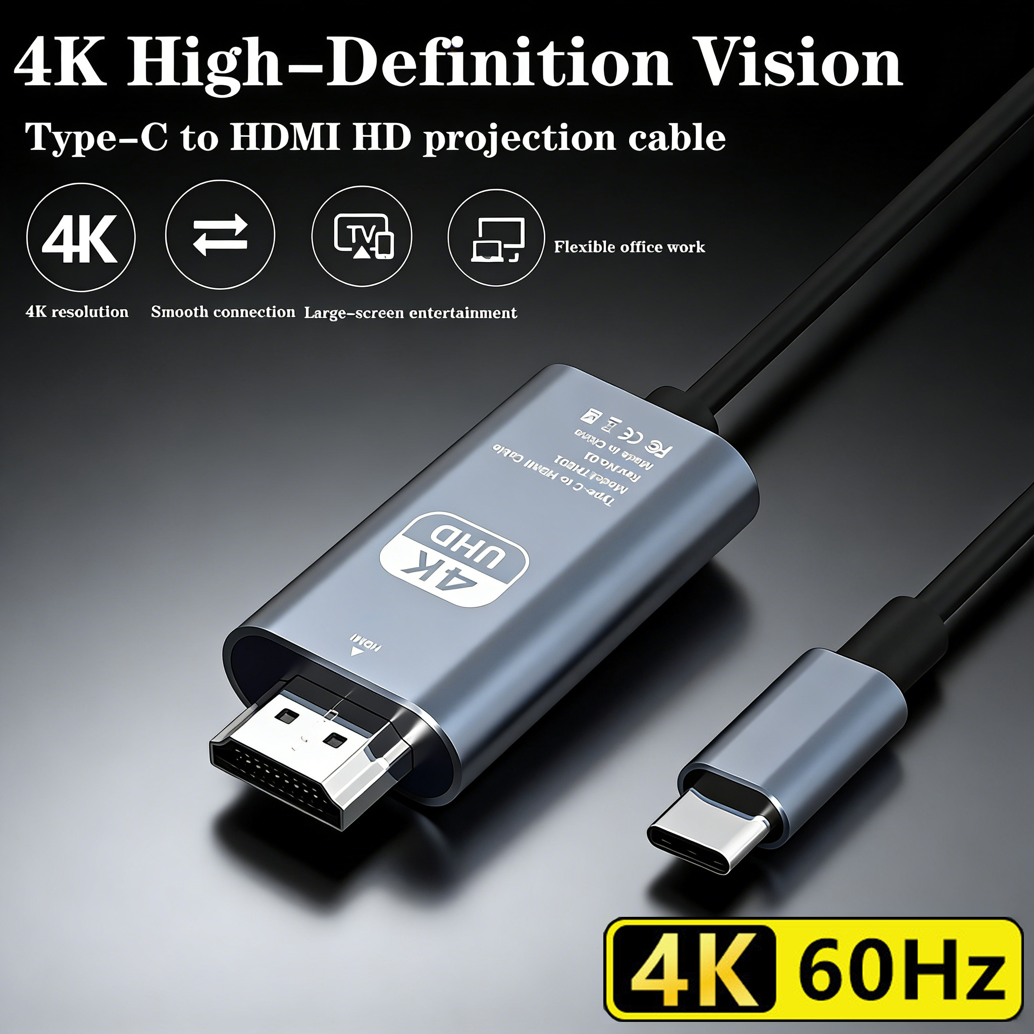 4K USB-C to HDMI 60Hz Cable 2M - Home Cinema Projector Screen のレビューと価格