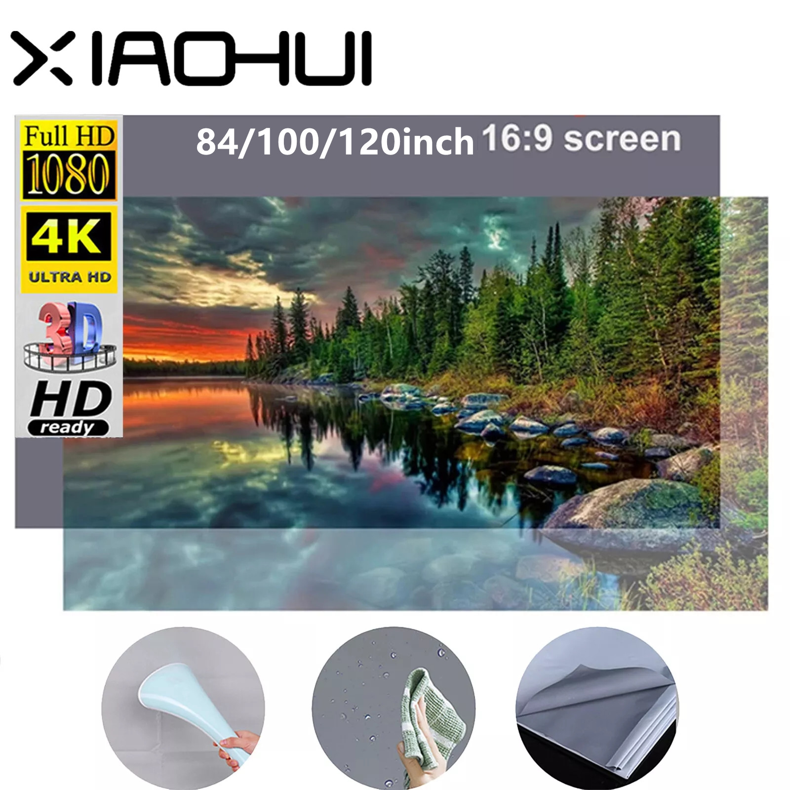 XIAOHUI Anti-light Thick HD Pr - Projector Screen 100 Inch のレビューと価格