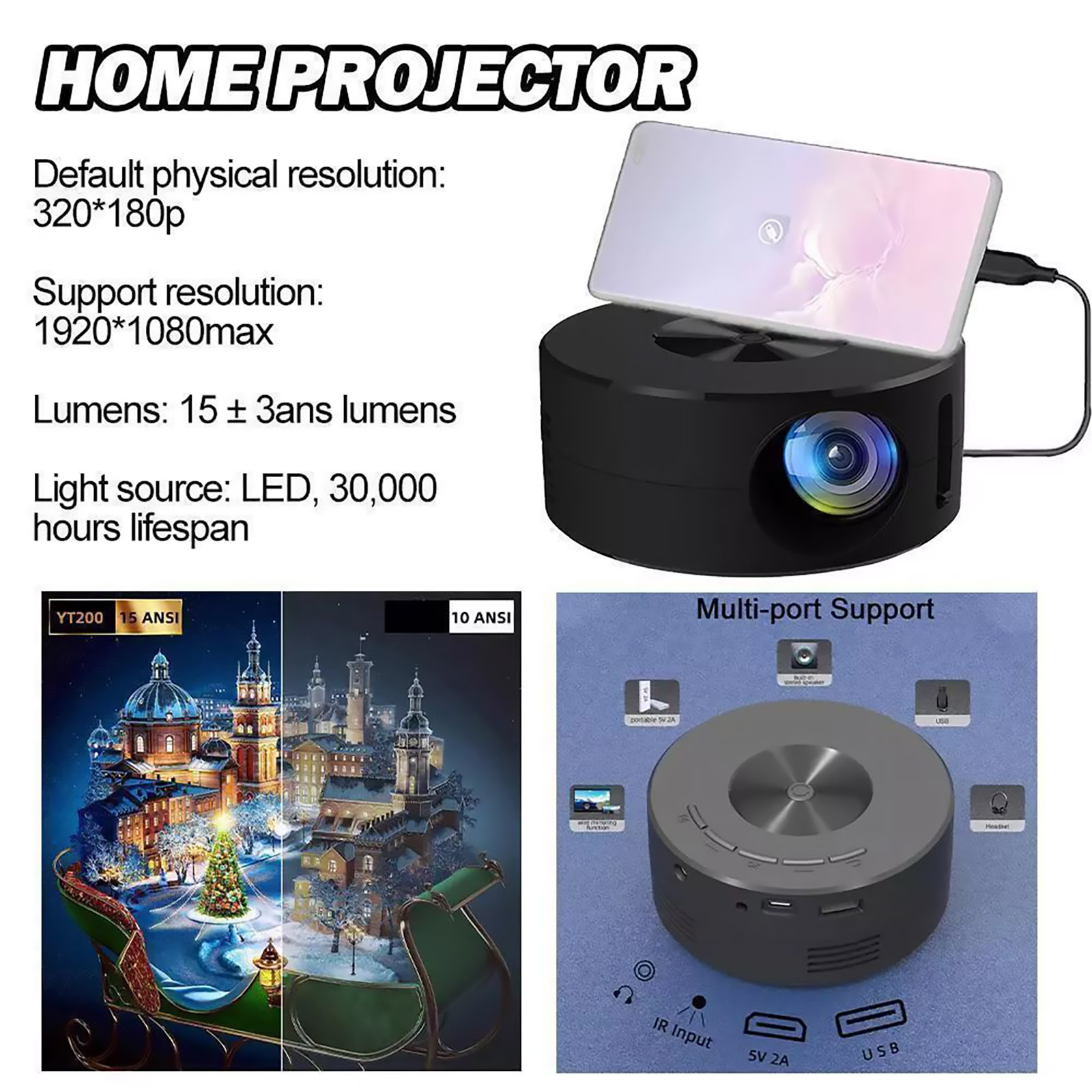 HD 1080P Mini Portable Project - Home Cinema Compact のレビューと価格