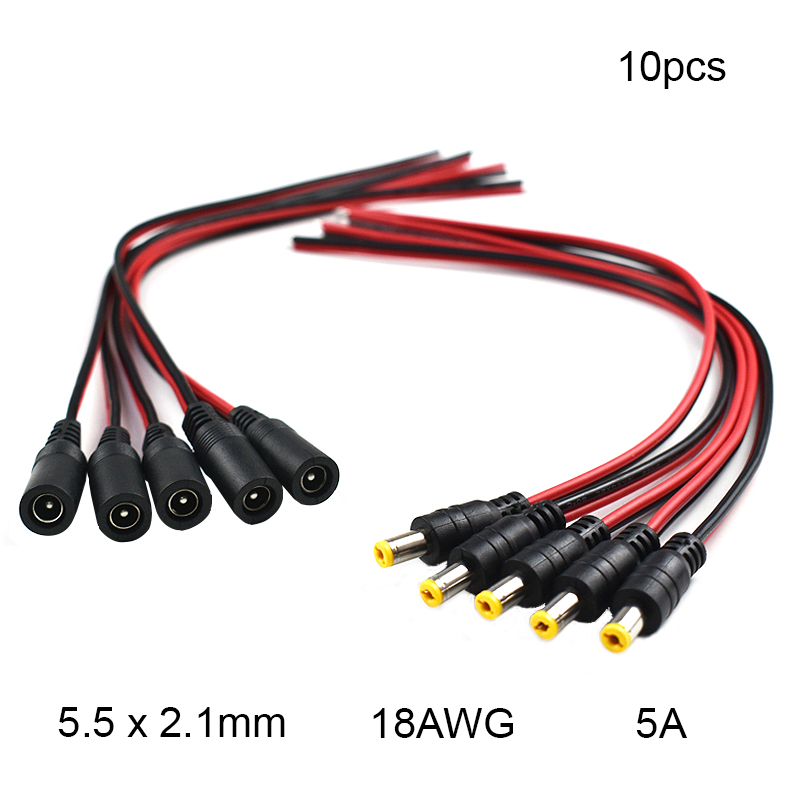 18 AWG 10pcs 5.5x2.1 mm Male F - Ambient Light Strip Tv のレビューと価格