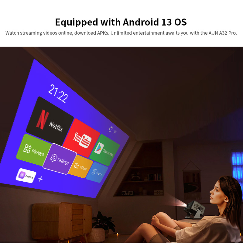 AUN A32 Pro Android 13 Project - Home Cinema Compact のレビューと価格