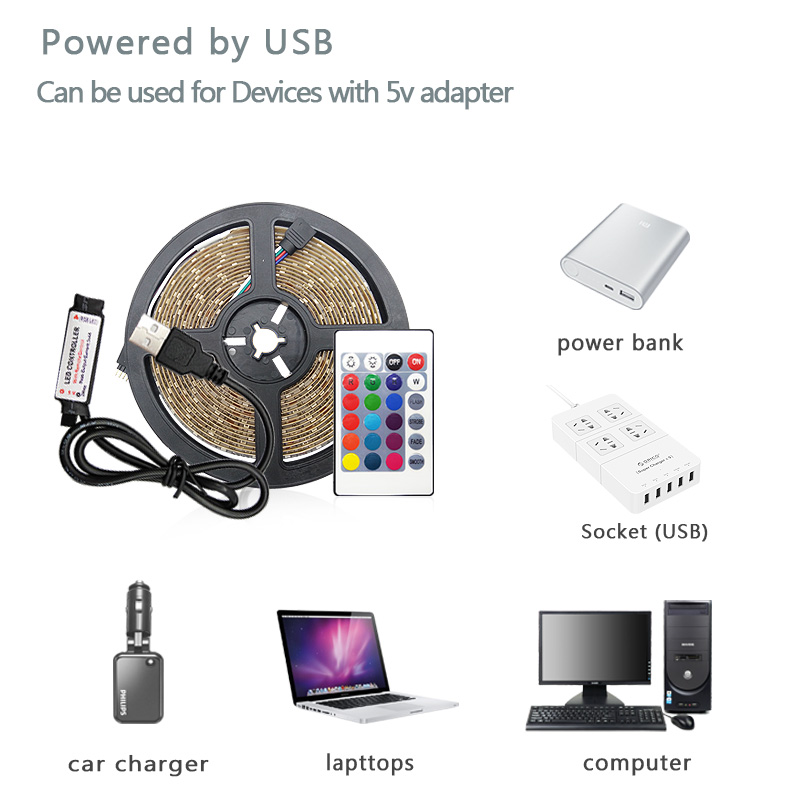5050 RGB USB LED Strip Lights  - Ambient Light Strip Tv のレビューと価格