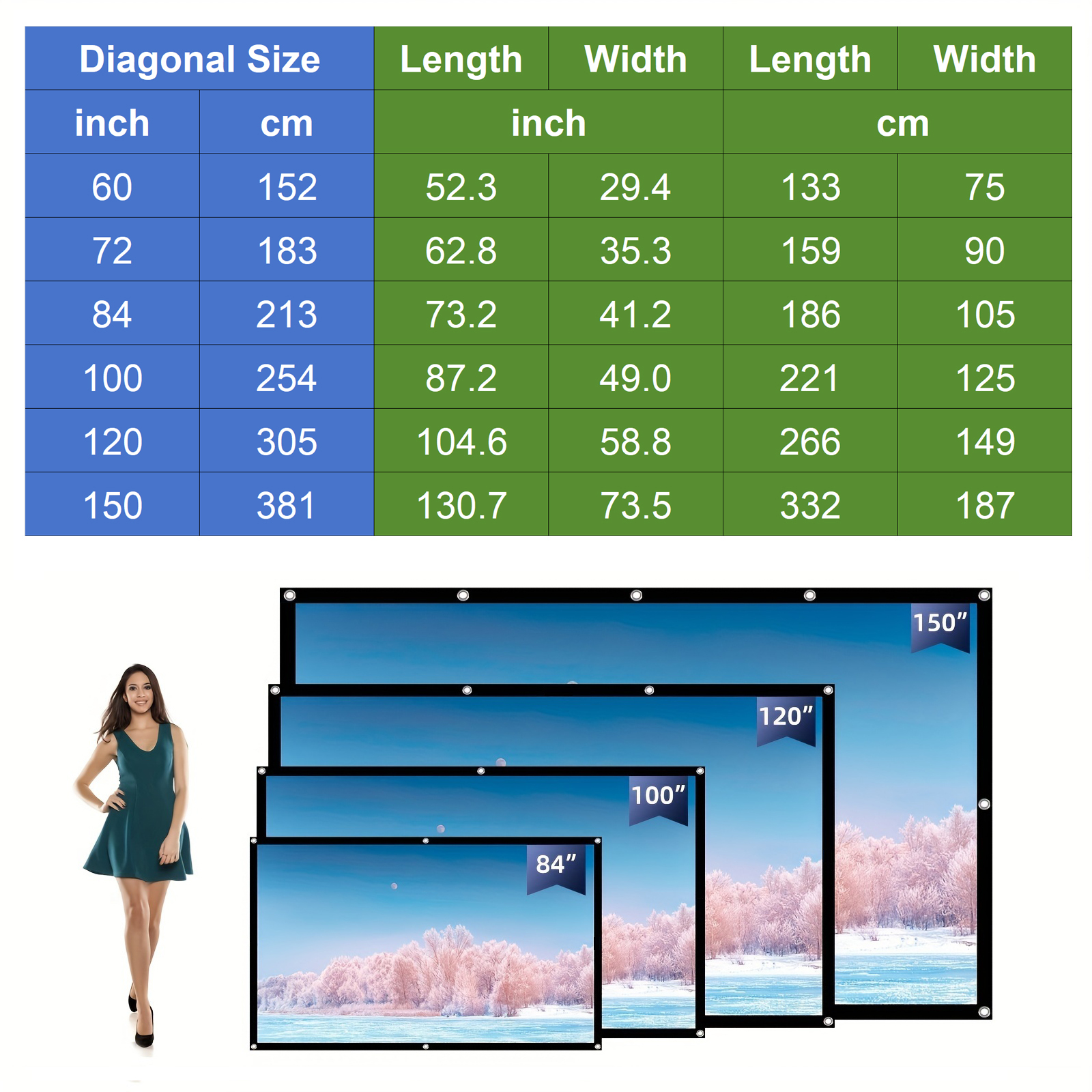 60 72 100 120 150 Inch 16:9 Po - Projector Screen 100 Inch のレビューと価格
