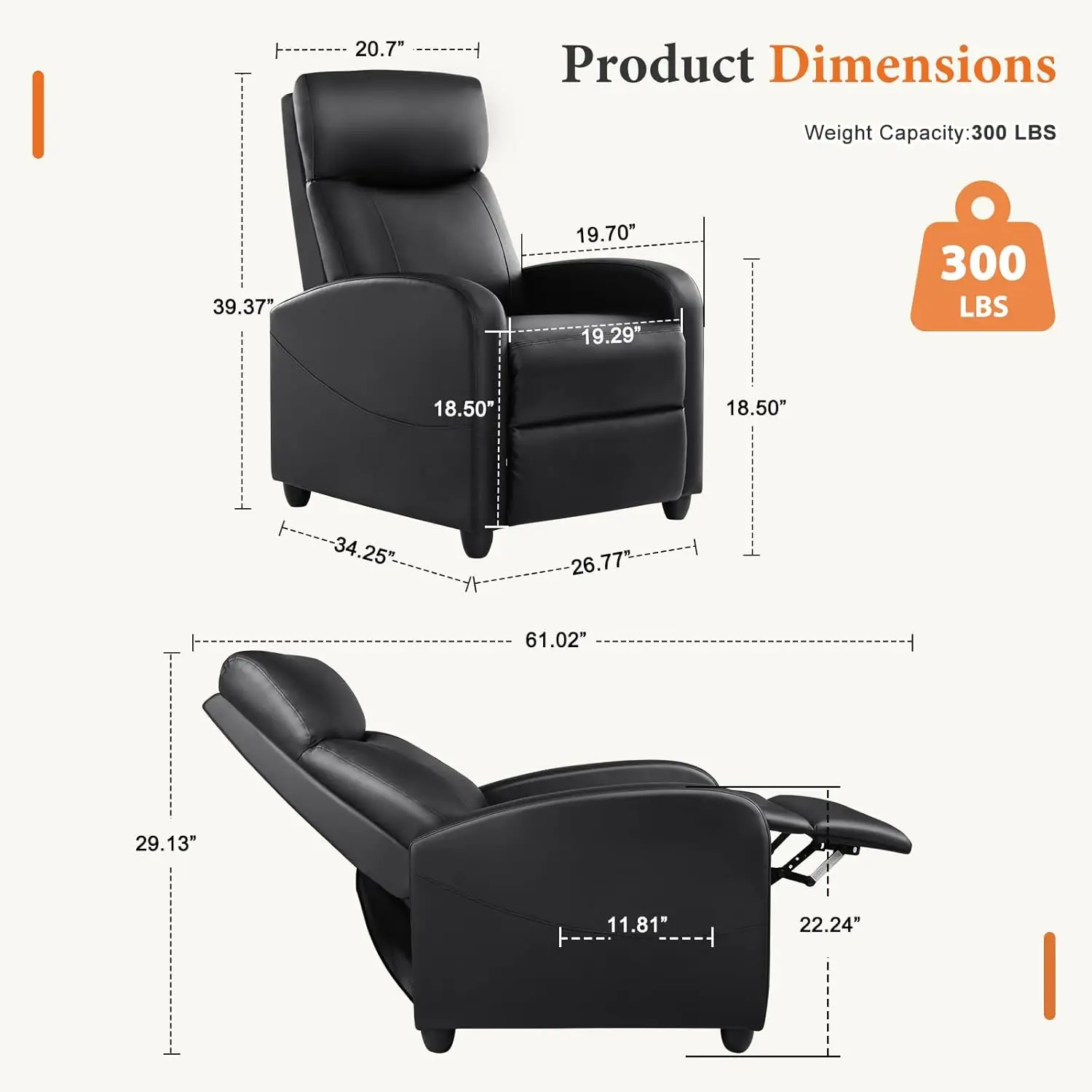 Recliner Chair PU Leather Recl - Home Cinema Furniture のレビューと価格
