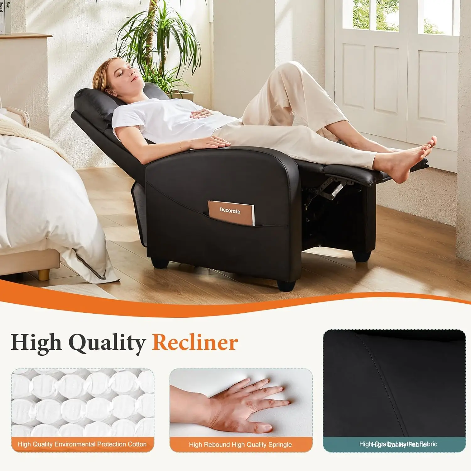 Recliner Chair PU Leather Recl - Home Cinema Furniture のレビューと価格